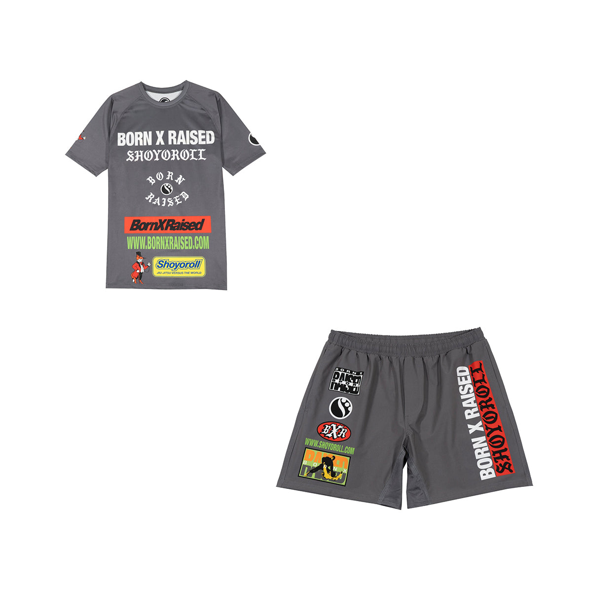 Shoyoroll Born x Raised x Shoyoroll Rash Guard & Shorts – Limited Edition BJJ Gear - Image 2
