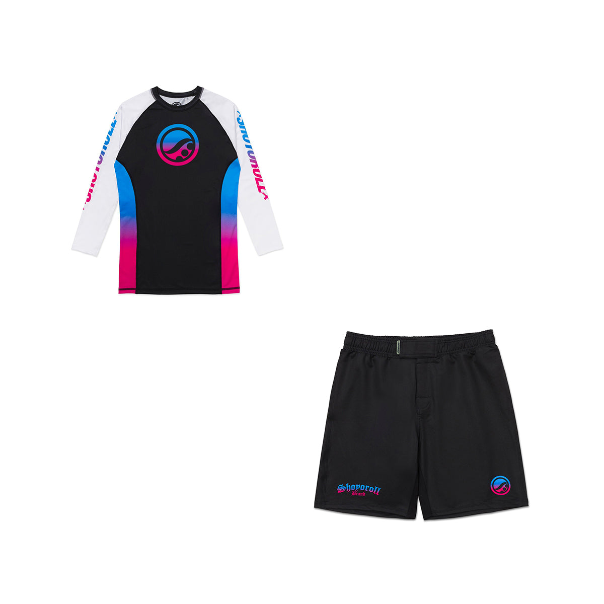 Shoyoroll Batch #149 | Retro Gradient Rash Guard & Shorts – BJJ Gear - Image 2